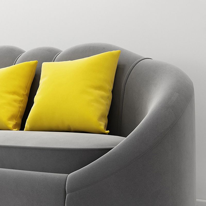 Velvet Contemporary Curved Sofa Sloped Arm Tight Back Sofa for Living Room