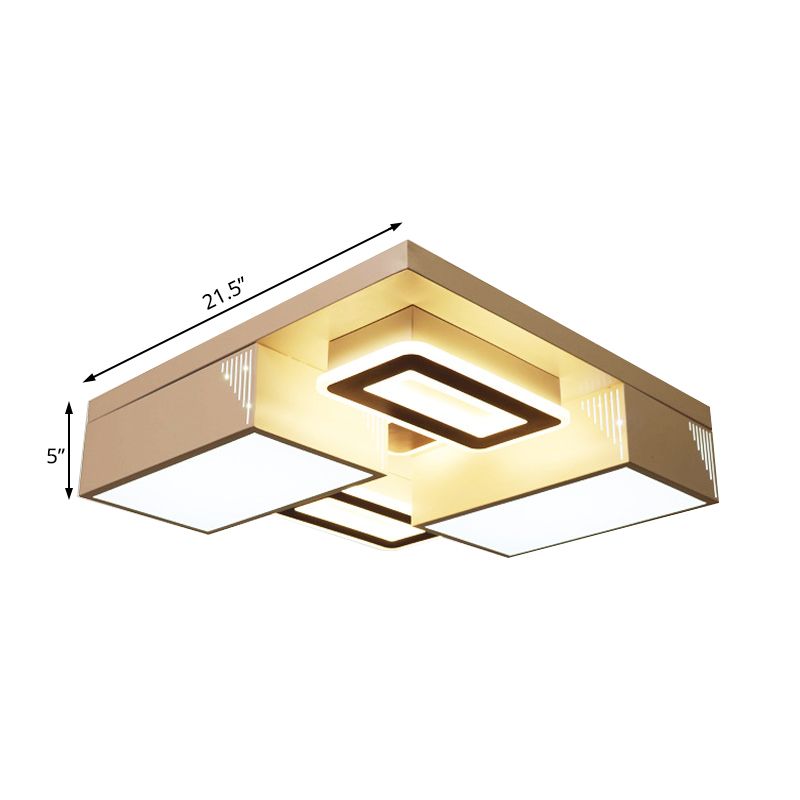 21.5"/29.5" Wide Block Flush Ceiling Light Modern Acrylic LED Living Room Flushmount Light in Warm/White/Natural Light
