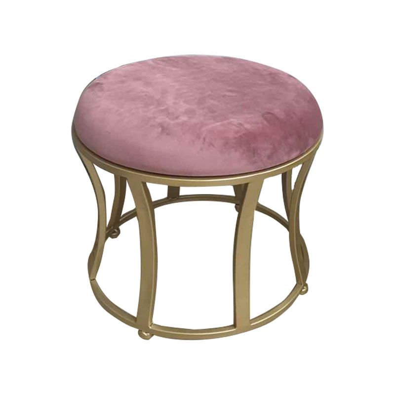 Velvet Ottoman Solid Color Round Metal Frame Fade Resistant Modern Ottoman