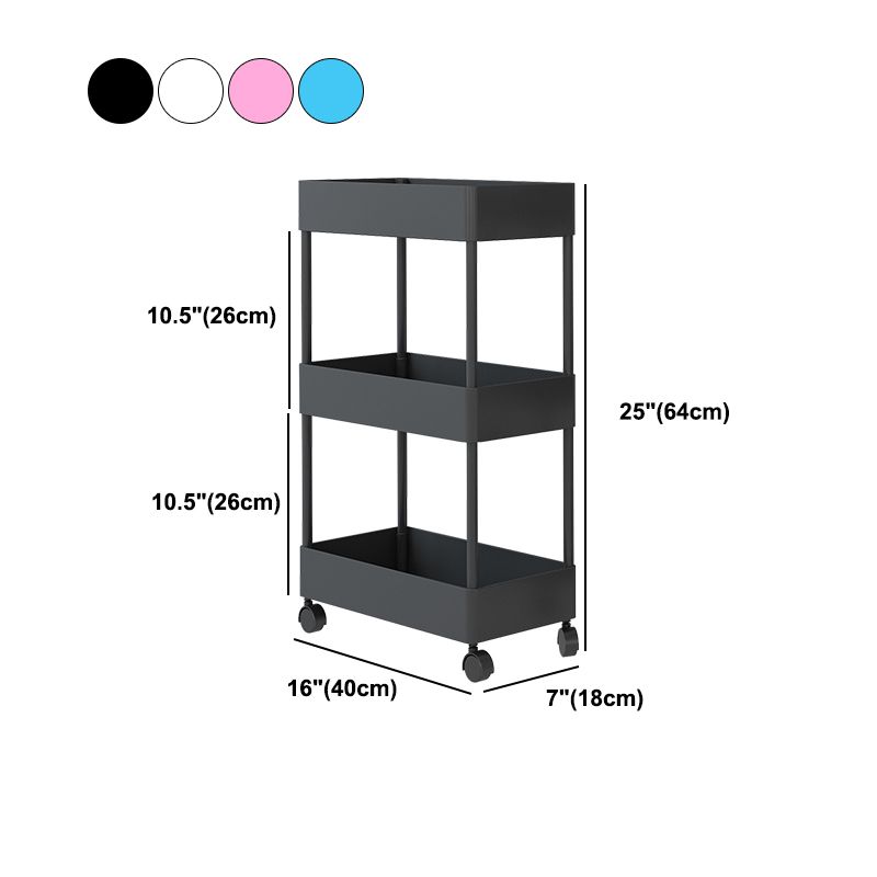 Contemporary Plastic Geometric Bookcase Open Back Bookshelf with Wheels