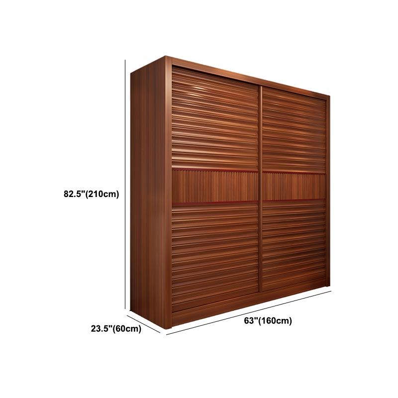 Brown Contemporary Wardrobe Armoire Engineered Wood Wardrobe Closet