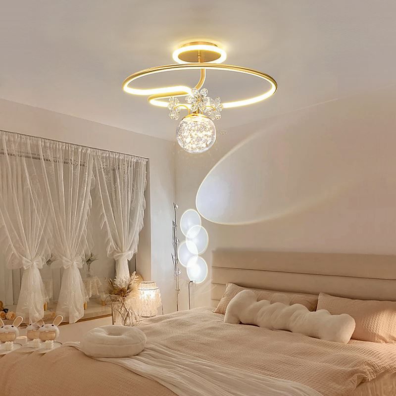 Lámpara de techo LED de forma de bola Montaje moderno de 3 luces para el estudio de dormitorio