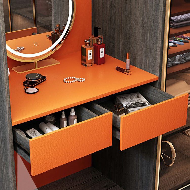 Modern Black Wardrobe for Home Mirrored Finish Cabinet with Glass Doors