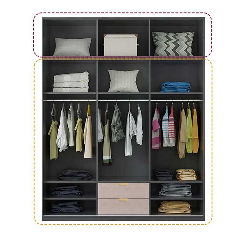 Black Wardrobe for Home Modern Style Cabinet with Glass Doors