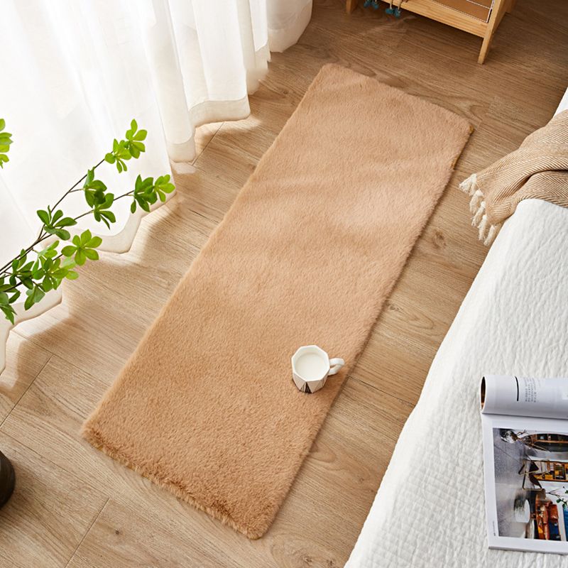 Light Camel Simple Rug Polyester Solid Color Rug Non-Slip Backing Rug for Drawing Room