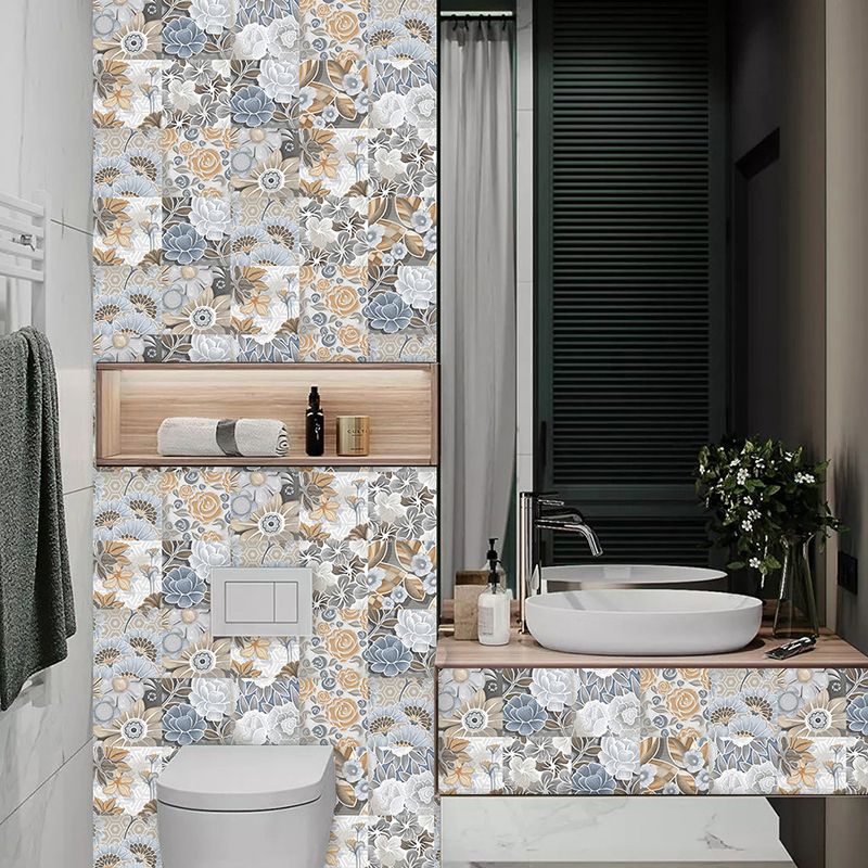 Farmhouse Peony Blossom Wallpapers for Accent Wall 10 Pcs 9.7-sq ft Wall Art in Grey, Self-Adhesive