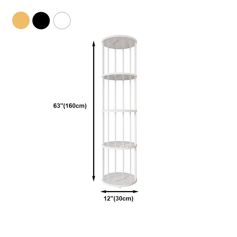 Urban Vertical Corner Bookshelf Iron Frame White Manufactured Wood Shelf Bookcase