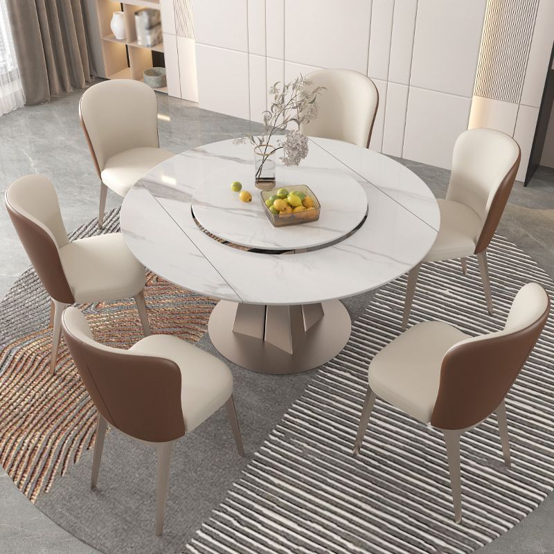 Modern Style 1/3/4/5/7/9 Pieces Dining Sintered Stone Dining Table Set with Metal Legs