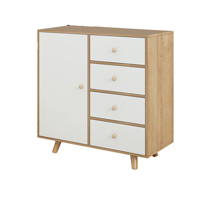 Modern Knobs Side Cabinet Rectangle Wood Storage Cabinet with Drawer