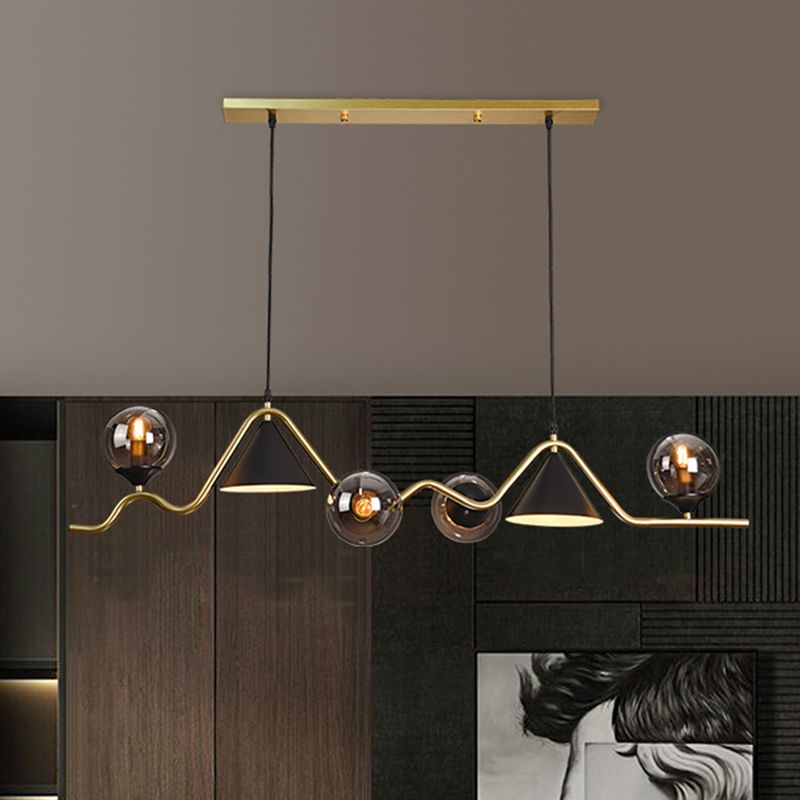 Nordic Glass Island Light Geometric 6 Lights Island Anhänger für Wohnzimmer