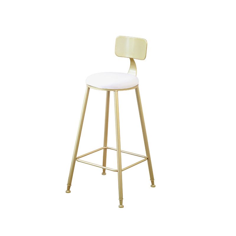 Glam Armless Bar Stool Gold Metal Base Dining Stool with Footrest