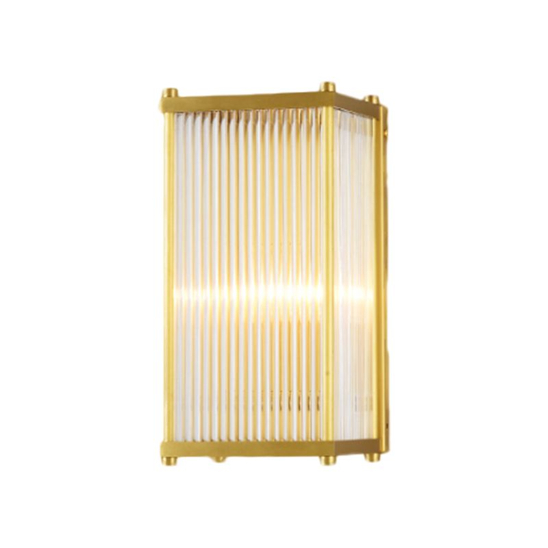 Cuboid Bedroom Wall Sconce Light moderne Crystal translucide Crystal 1/2 Head Gold Surface Murce Galce, 12 "/19.5" de large