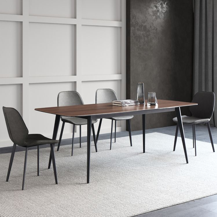 Mesa industrial de piedra sinterizada para restaurante, mesa de comedor rectangular con 4 patas de metal