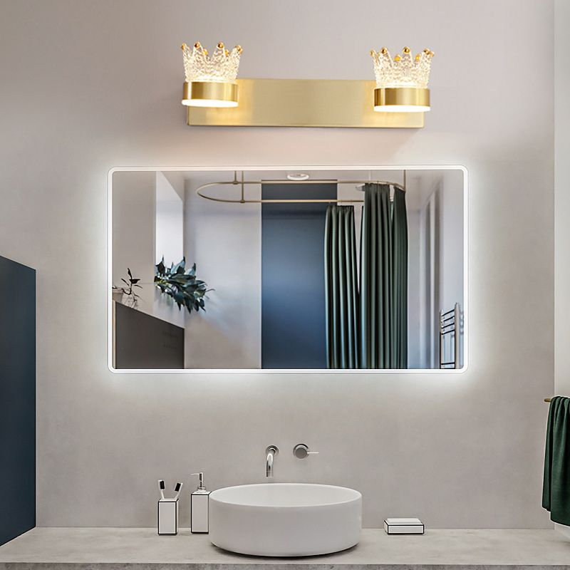Nordic Style Vanity Light Crown Shape Vanity Lamp with Acrylic Shade for Shower Room