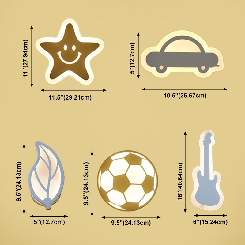 Metalen SCONCE LICHT CARToon -vormige wandbevestiging Lichtbeveiliging voor slaapkamerfoyer