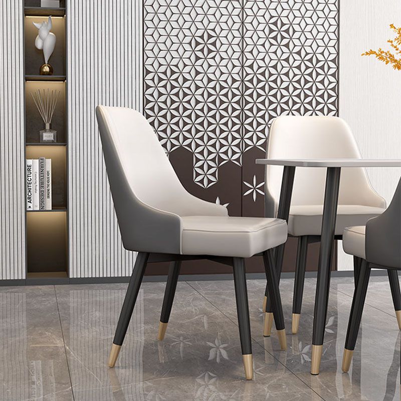 Sillas sin brazos de comedor de metal Glam, sillas de comedor tapizadas Parsons para restaurante