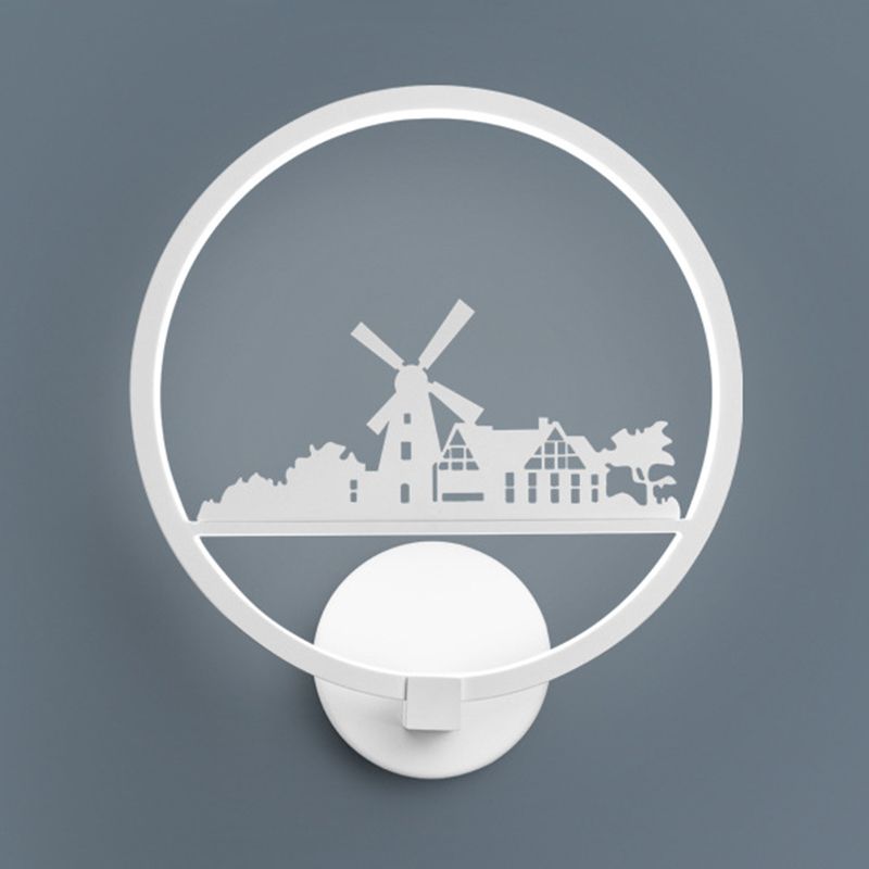 Nordic Style Metal Wall Light Round 10" Wide Wall Sconce for Living Room