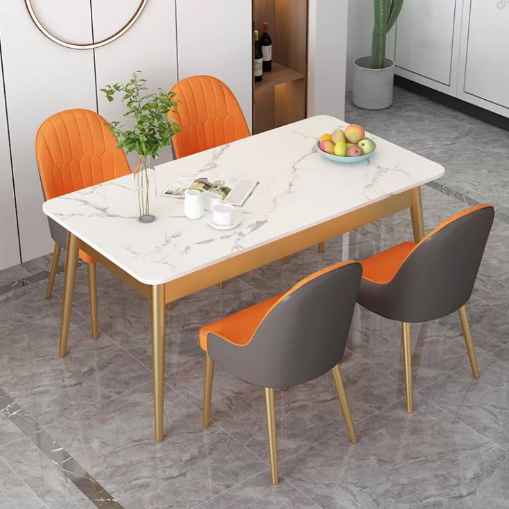 Modern Sintered Stone Top Standard Dining Set White Kitchen Dining Set with 4 Legs Table