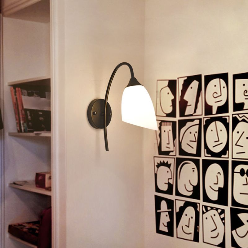 Contemporary Golden/Black Vanity Light Glass 1 Light Wall Light Sconces