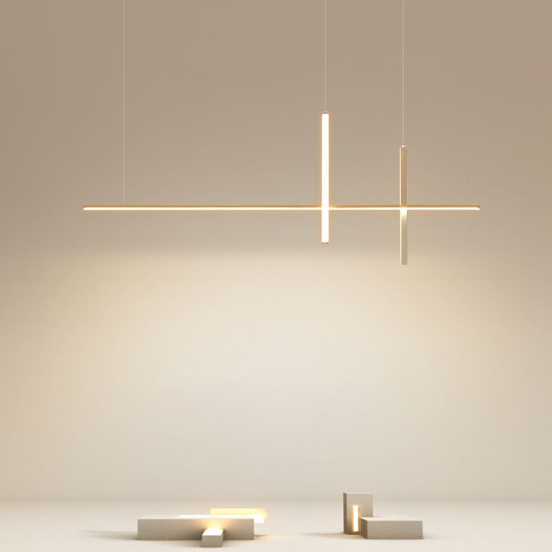 Luci d'isola lineare Luce a soffitto dell'isola metallica contemporanea in finitura bianca