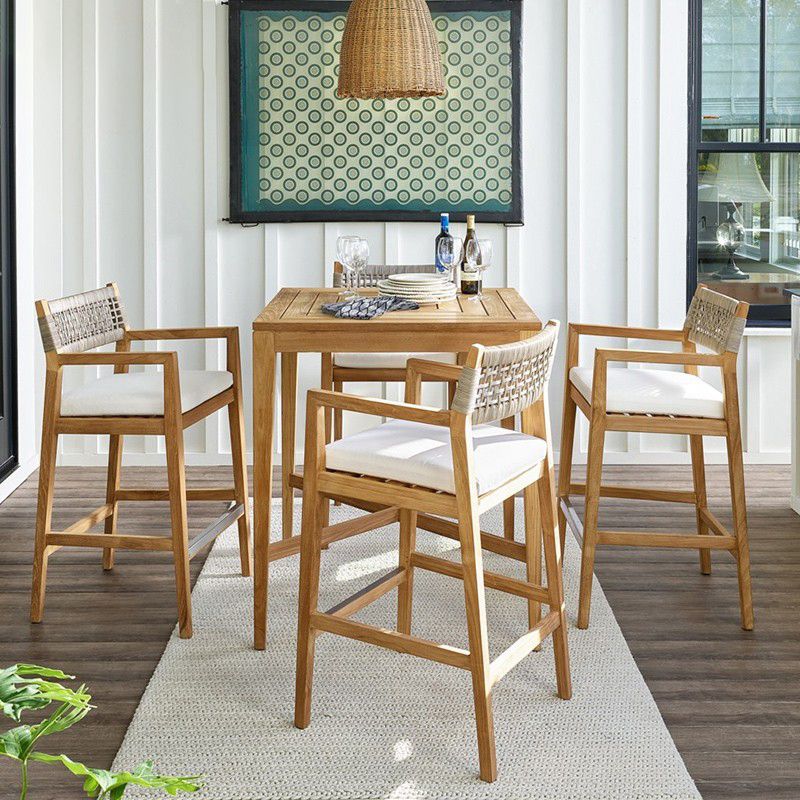 Modern Patio Dining Table Set 1/5/7 Pcs Wood Frame Patio Dining Table and Chairs