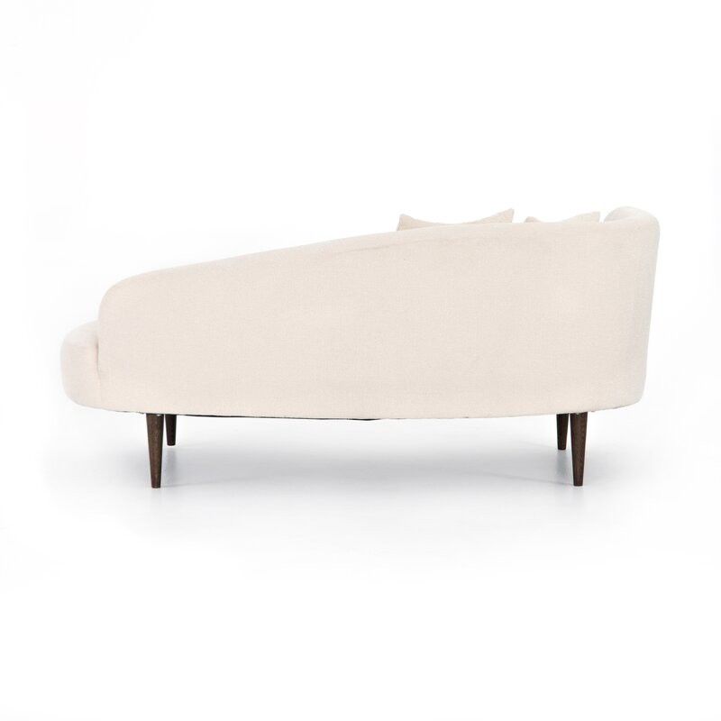 Living Room White Chaise Recessed Arms Modern Style Chaise Lounge with Upholster