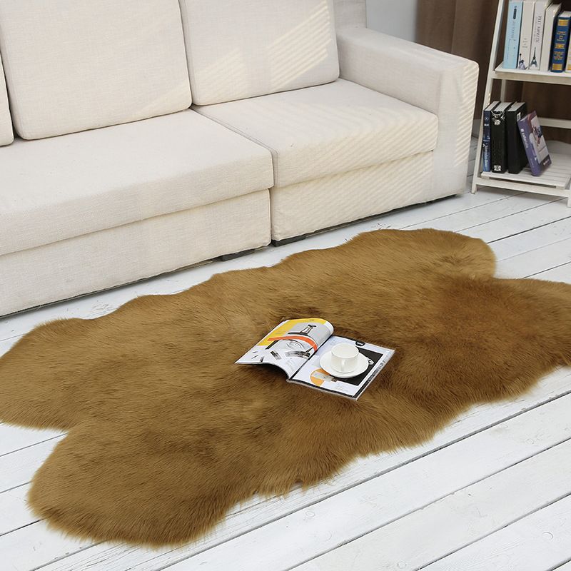 Shaggy Plain Rug Multi-Color Scandinavian Carpet Faux Fur Machine Washable Non-Slip Backing Pet Friendly Rug for Home