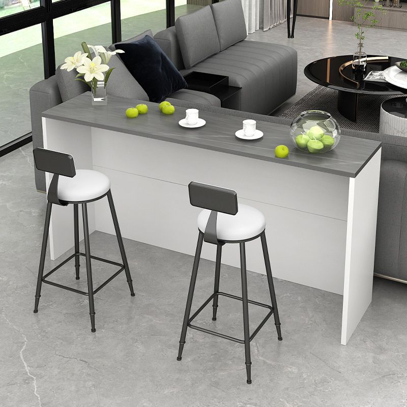 Modern Indoor Bar Stool Table White Marble Rectangle Counter Table