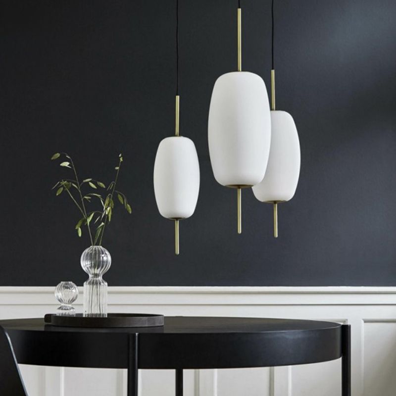 Verre blanc ovale suspendu plafonnier moderne 6 "/ 8" /8,5 "de large 1 Light Pendant Light for Dining Room