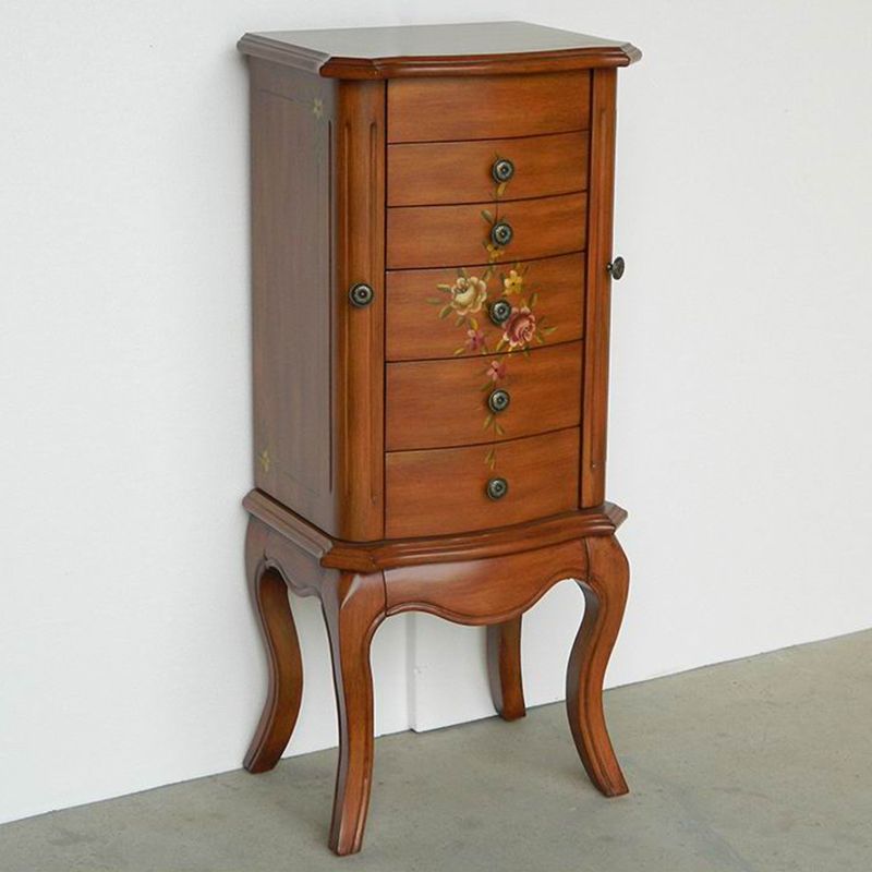 Mid-Century Modern Chest Wood Knobs Handcrafted Side Cabinet with Drawer