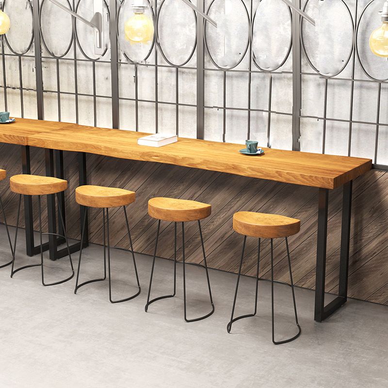 Solid Wood Top Bar Counter Industrial Rectangle Bar Counter with Sled Base