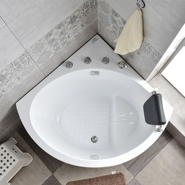 Corner Acrylic Bathtub Soaking White Modern Back to Wall Bath