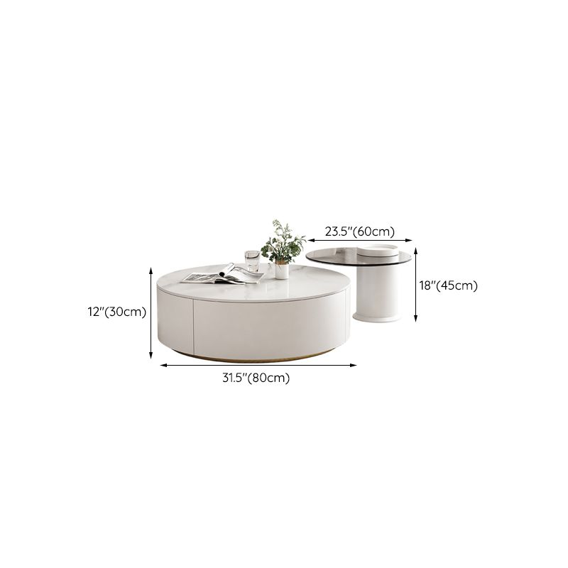 Slate Top Coffee Table Set Frame Cocktail Table with 2 Storage Drawers