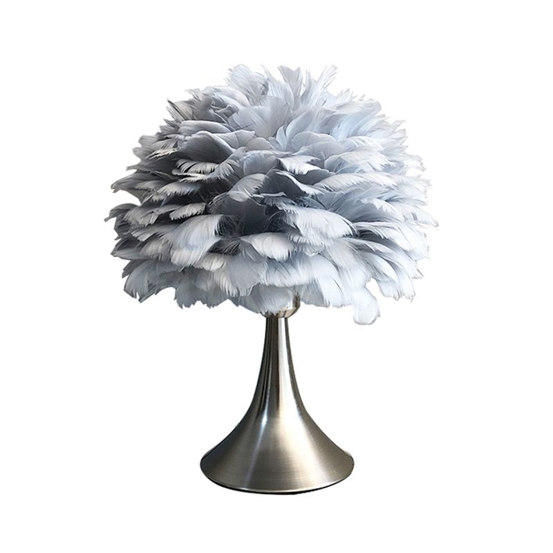 Lampada da lettura ad albero Lampada da comodino a LED moderna in piuma grigio/bianco per sala studio