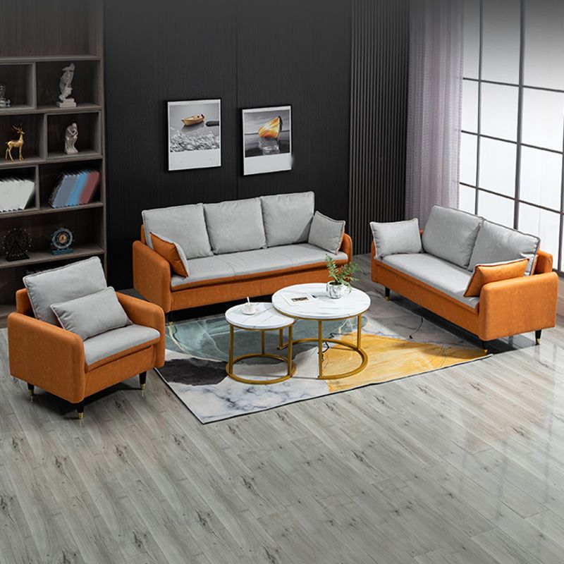 Contemporary Standard Sofa Pillows Square Arm 2 Seater Living Room Settee