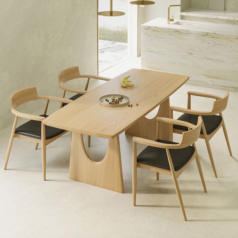 Contemporary Solid Wood Top Dining Table Light Wood Finish Dinette Table