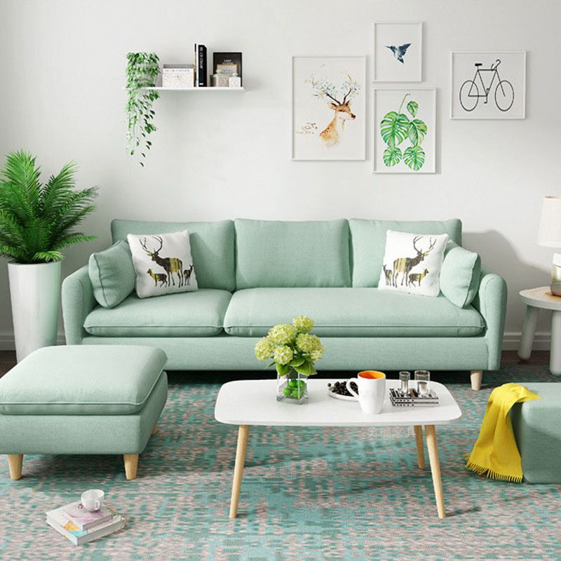 Fabric 3 Seater Settee Furniture Square Arm Standard Sofa with 3 Pillows