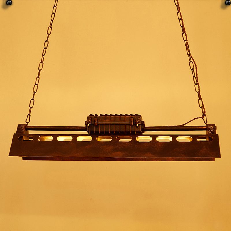 4-Light Steam Train Hanging Lamp Art Decor Industrial 4-Bulb Rust Finish Metal Island Lighting