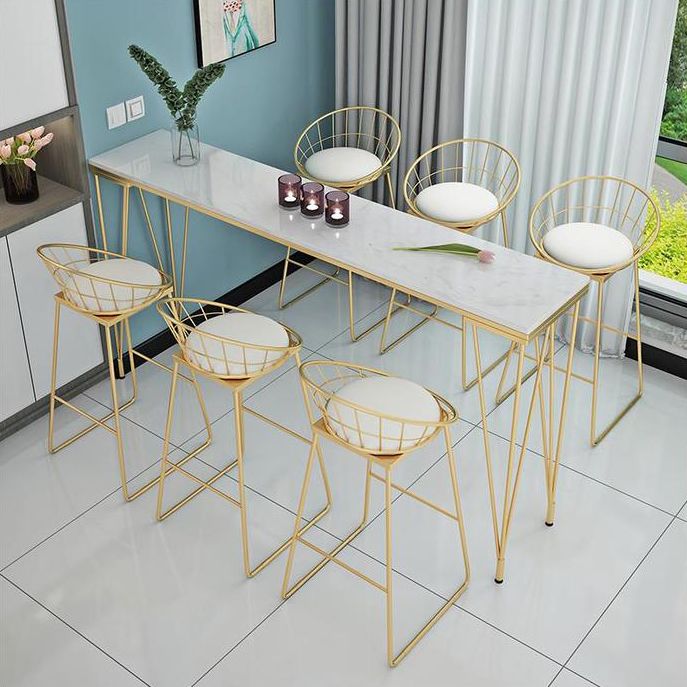 Stone Top Bar Table Traditional Luxury Rectangle Bar Table with 4 Legs