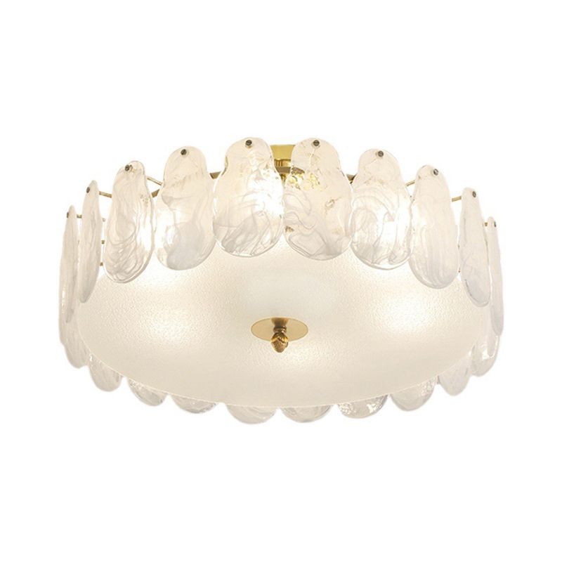 Contemporary Ceiling Lamp Glass Shade Flush Mount Lighting Fixture for Bedroom