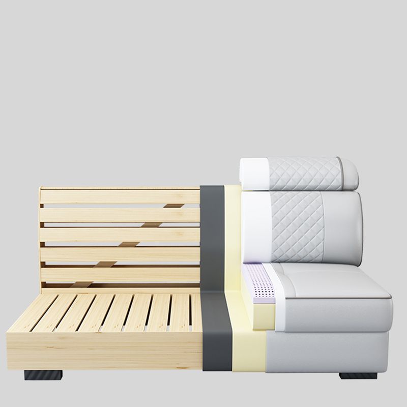 Modern Contemporary Pillow Top Arm Sectional, Faux Leather Sectional Sofa