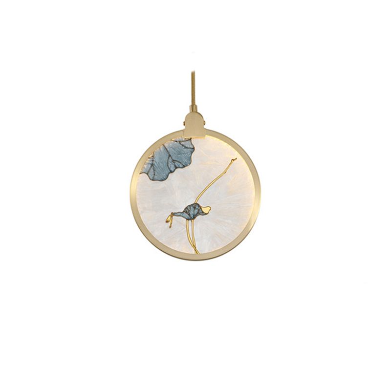 Postmodern Hanging Light Kit Bronze 1-Light Circle Ceiling Light for Bedroom