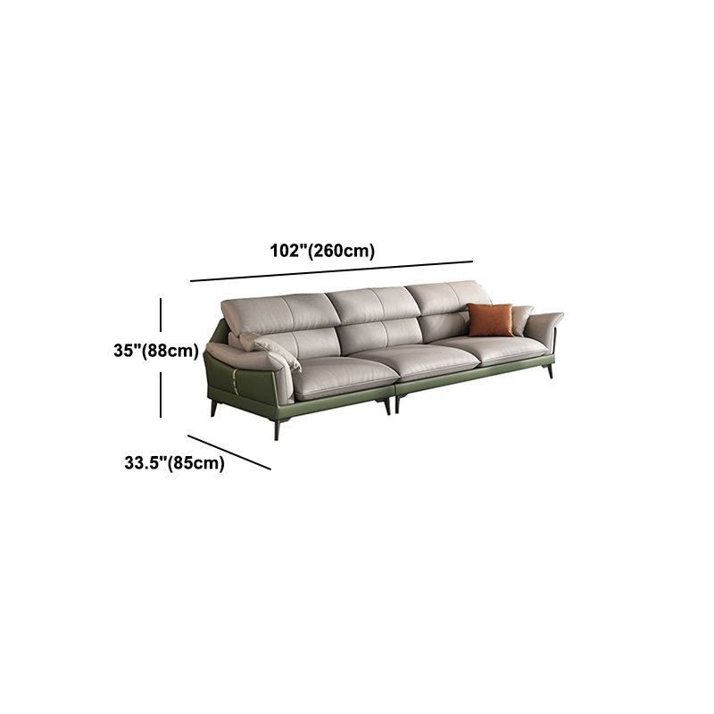 Pillow Arms Contemporary Stain-Resistant Faux Leather Sofa & Chaise