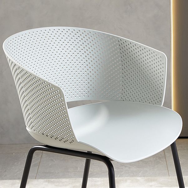 Comedor de metal Silla moderna Silla de comedor con respaldo abierto y brazo