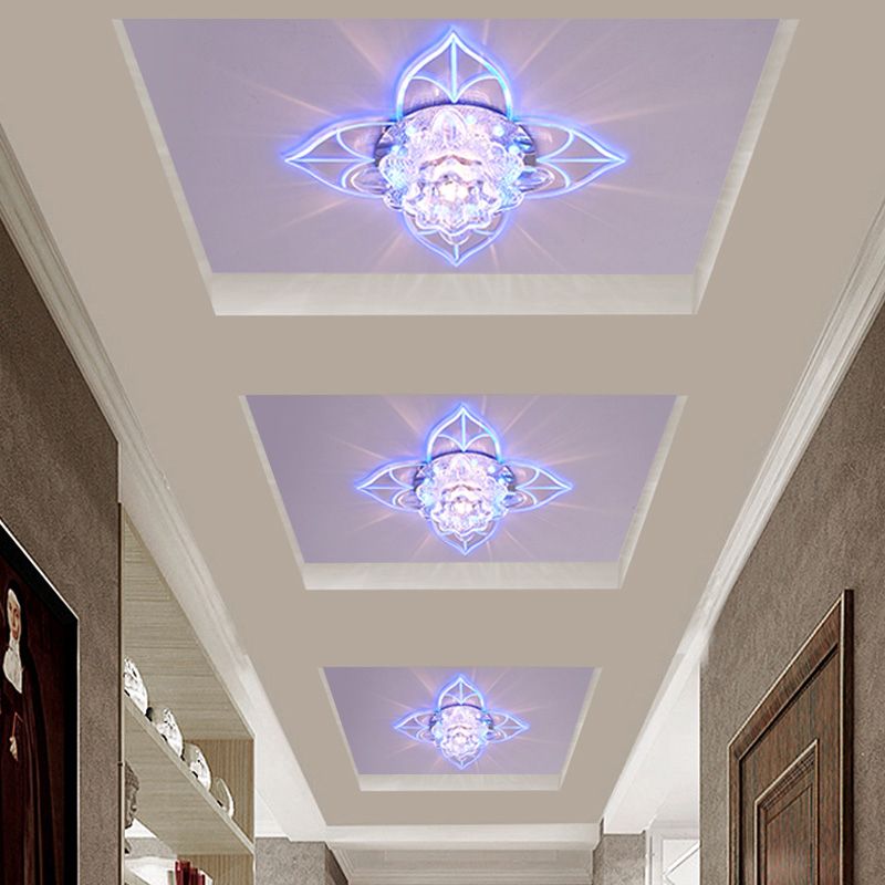 Plafonnier encastré en cristal Blossom, éclairage encastré contemporain à LED transparent pour couloir