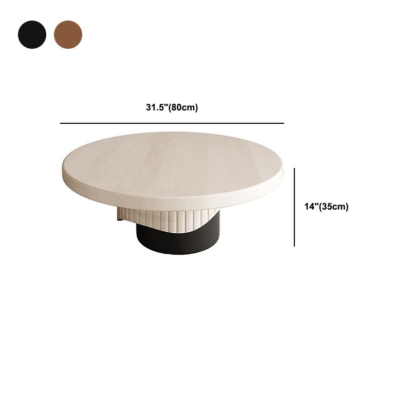 Contemporary Cocktail Table Pedestal Solid Wood Round Coffee Table