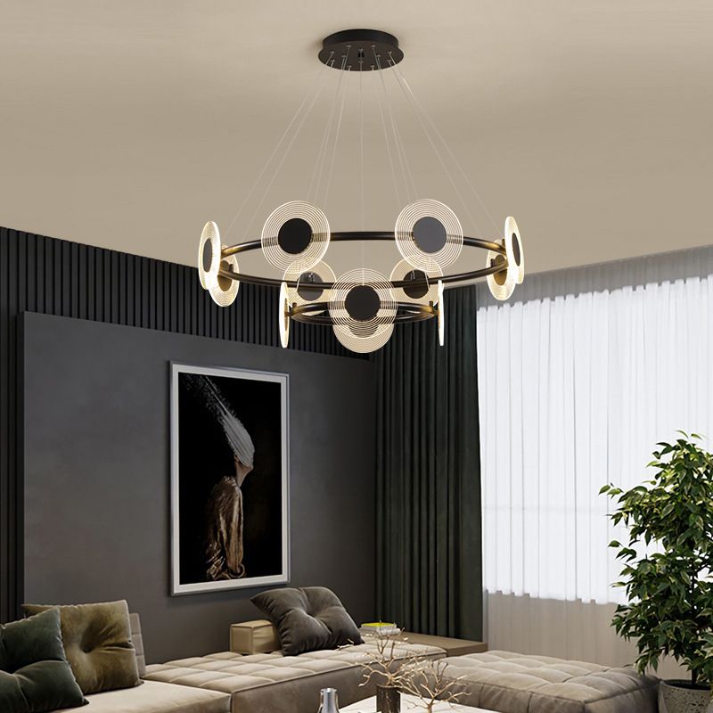 LED Circles Suspension Lamp Minimalistic Acrylic Living Room Chandelier Pendant Light