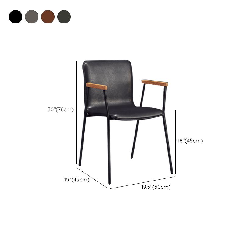 Industrial Metal Chair Dining Room Faux Leather Upholstered Arm Chair