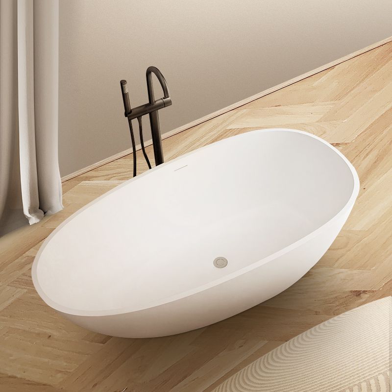 Oval Stand Alone Bath Soaking Acrylic White Modern Back to Wall Bathtub