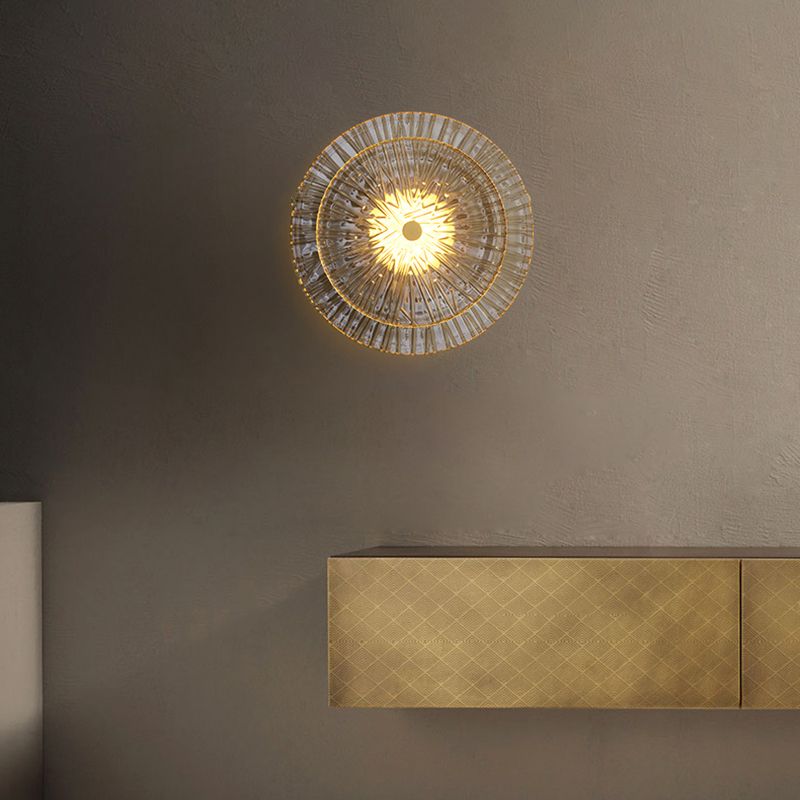 LED Modern Metal Wall Sconce Flower Shape Wall Light with Glass Shade for Bedroom